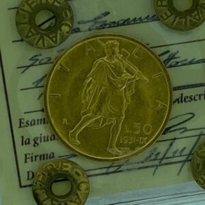 50 Lire oro Regno Di Italia del 1931, IX era fascista, raro.