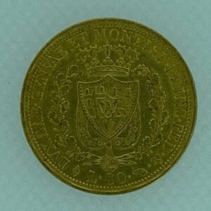 80 Lire Oro Di Carlo Felice Re Di Sardegna, Raro.