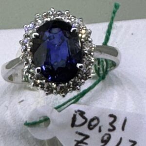Anello con ZAFFIRO DI CT 2,42 e BRILLANTINI PER CT 0,31.