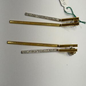 Orecchini oro bianco e giallo kt 18 e BRILLANTI per ct 0,23