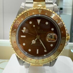 Rolex GMT II OCCHIO DI TIGRE, acciaio e oro, anno 1998, completo di scatola e garanzia, revisionato, con anno di garanzia del negozio