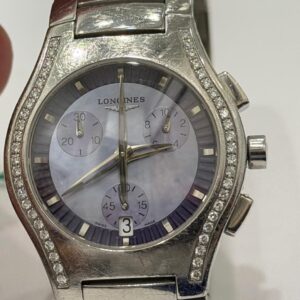Longines acciaio e brillanti CT 0,50 - Quarzo, Crono, revisionato con un anno di garanzia del negozio.